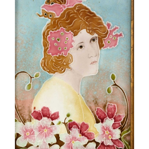 540 - Carl Sigmund Luber for Johann von Schwartz, a Jugendstil tile plaque, circa 1900, dust pressed with ... 