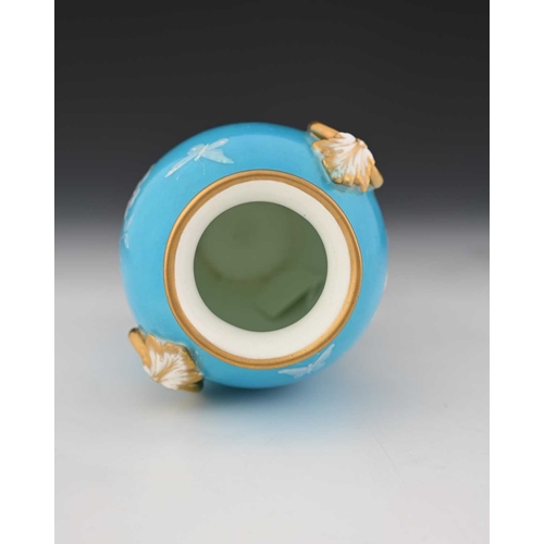 544 - Christopher Dresser (attributed) for Minton, a pate sur pate bleu celeste vase, 1875, shouldered for... 