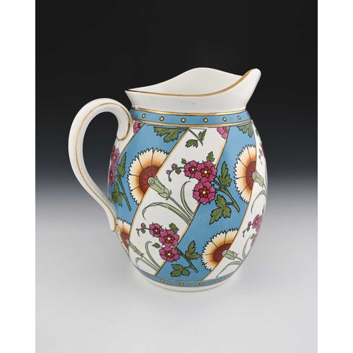 545 - Christopher Dresser for Minton, an Aesthetic Movement jug, circa 1873, barrel form, decorated with s... 