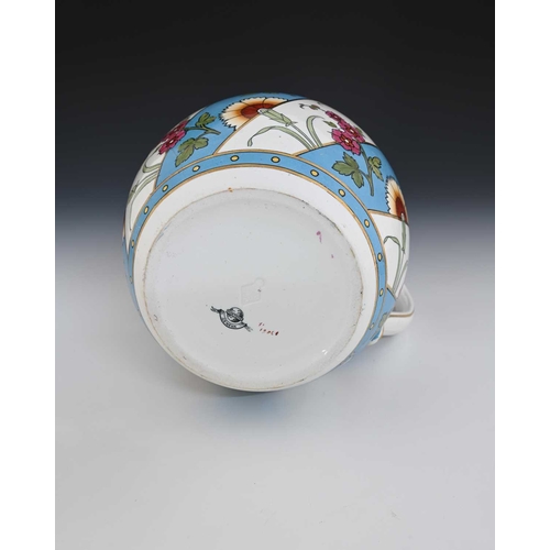 545 - Christopher Dresser for Minton, an Aesthetic Movement jug, circa 1873, barrel form, decorated with s... 