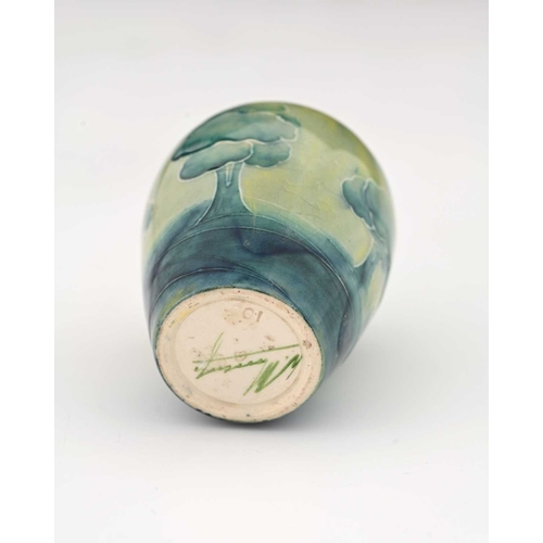 559a - William Moorcroft, a miniature Haledine vase, circa 1905, shouldered form, underglaze green signatur... 