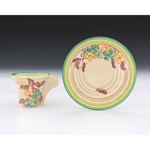 563a - Clarice Cliff, a Green Hydrangea cup and saucer