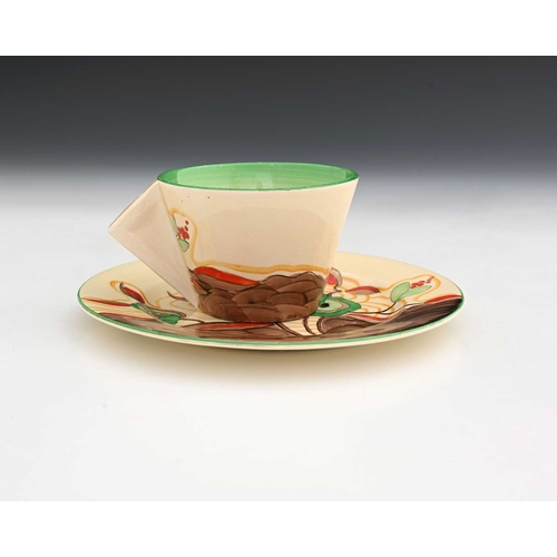 565c - Clarice Cliff, a Cabbage tea cup and side plate (2)