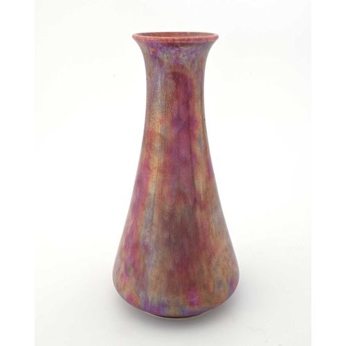 580 - Ruskin Pottery, a Lustre glazed vase, 1927, flared conical form, pink hares fur, impressed marks, 24... 