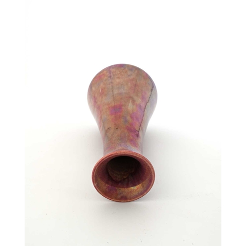 580 - Ruskin Pottery, a Lustre glazed vase, 1927, flared conical form, pink hares fur, impressed marks, 24... 