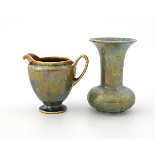 584 - Ruskin Pottery, two Lustre glazed vessels, 1923 and 1926, including a bulbous vase with trumpet neck... 