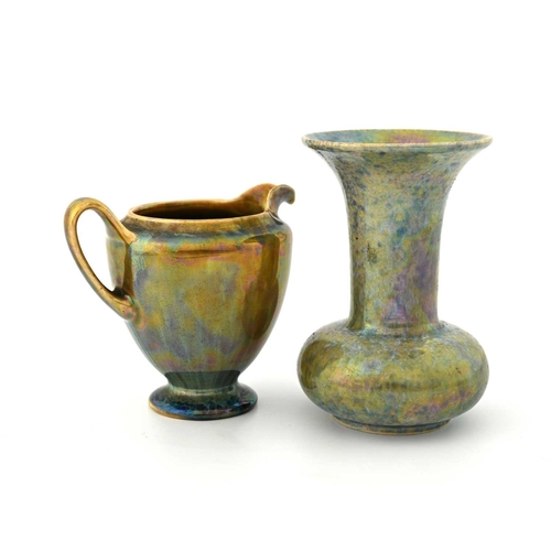 584 - Ruskin Pottery, two Lustre glazed vessels, 1923 and 1926, including a bulbous vase with trumpet neck... 