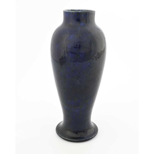 612 - Ruskin Pottery, a Souffle glazed vase, 1911, inverse baluster form with cylindrical neck, green spot... 