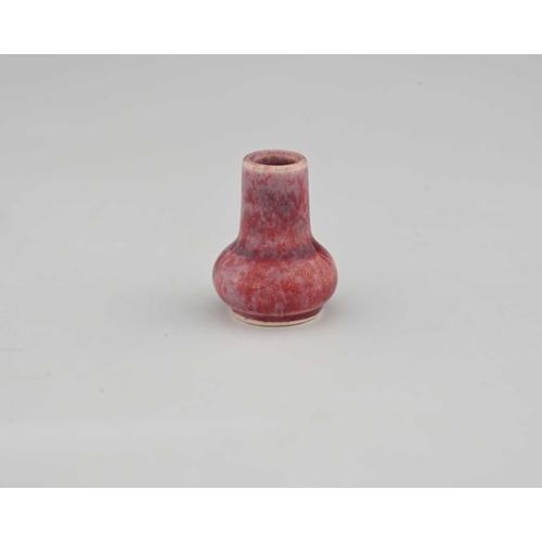 621 - Ruskin Pottery, a miniature Souffle Glazed vase, circa 1920s, cylindrical necked bulbous form, marbl... 