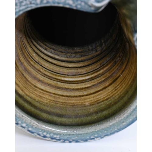 669 - Michael Casson, a large studio pottery salt glazed jug, ovoid form with wide neck, incised vertical ... 