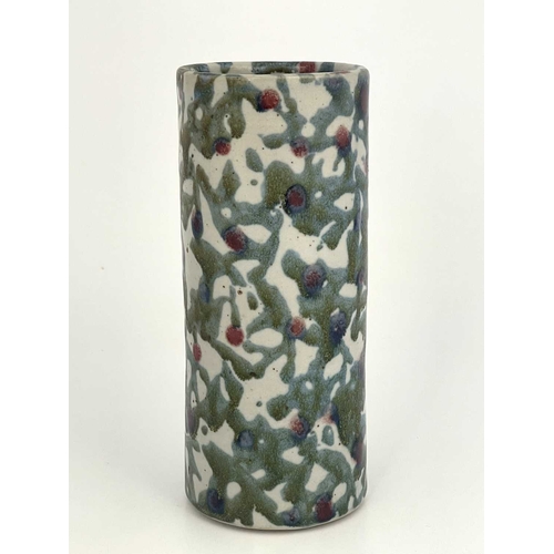 679 - Janice Tchalenko, a studio pottery stoneware Leopard vase, circa 1988, square mouthed cylindrical fo... 