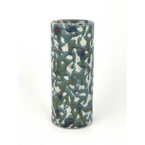 679 - Janice Tchalenko, a studio pottery stoneware Leopard vase, circa 1988, square mouthed cylindrical fo... 