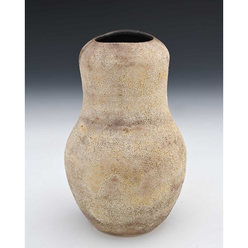 685 - Chris Carter (British, 1945), a thrown and altered vase, decorated in a silicon carbide glaze on the... 