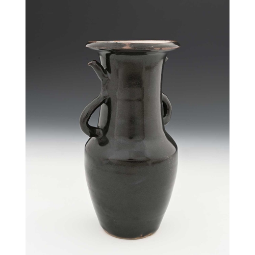 695 - Edmund de Waal (British, 1964), an early stoneware vase, tenmoku glaze exterior with a fine flecked ... 