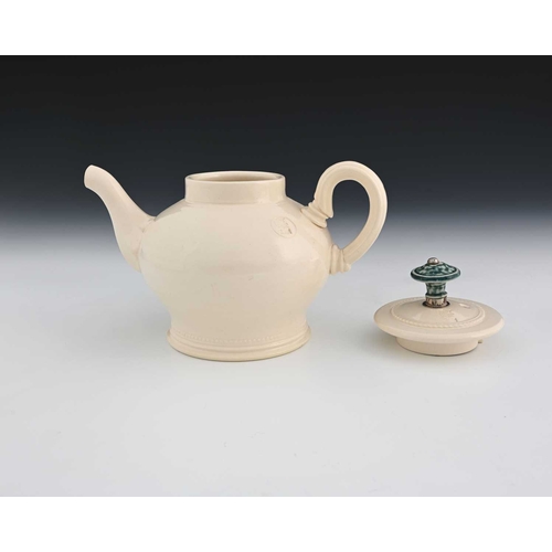 702 - Steve Harrison, a studio pottery teapot, 2001, white glazed stoneware, inverse squat baluster form, ... 