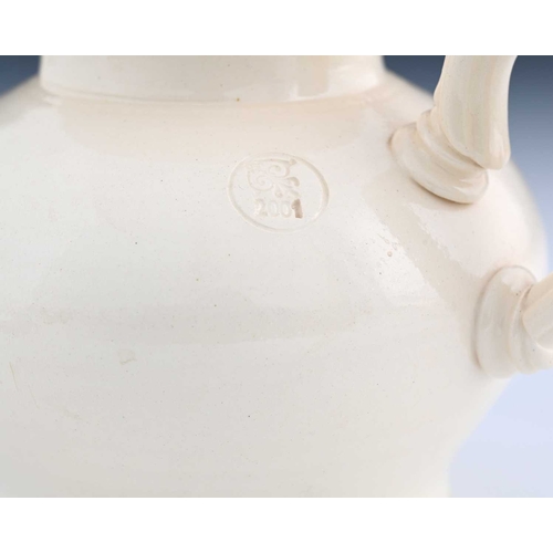 702 - Steve Harrison, a studio pottery teapot, 2001, white glazed stoneware, inverse squat baluster form, ... 