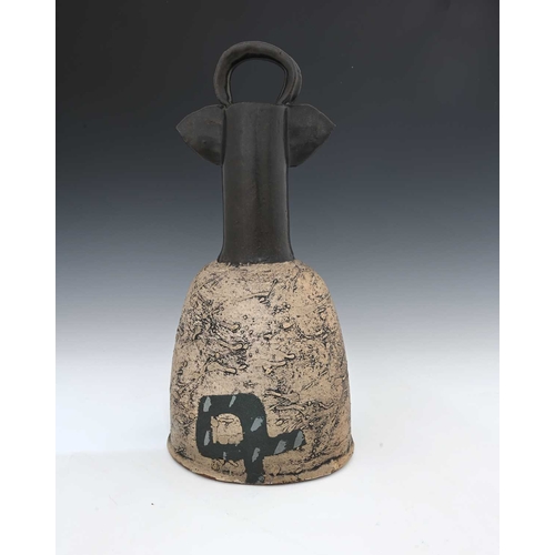 720 - John Maltby (British, 1936-2020), a strap-handled sculptural vase, decorated with a tenmoku glaze an... 