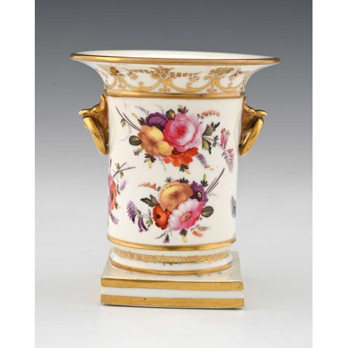 735 - A Swansea floral painted spill vase, circa 1820, decorated with floral sprays, with gilt eagle head ... 