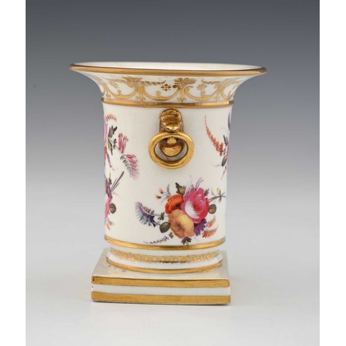 735 - A Swansea floral painted spill vase, circa 1820, decorated with floral sprays, with gilt eagle head ... 