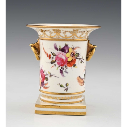 735 - A Swansea floral painted spill vase, circa 1820, decorated with floral sprays, with gilt eagle head ... 