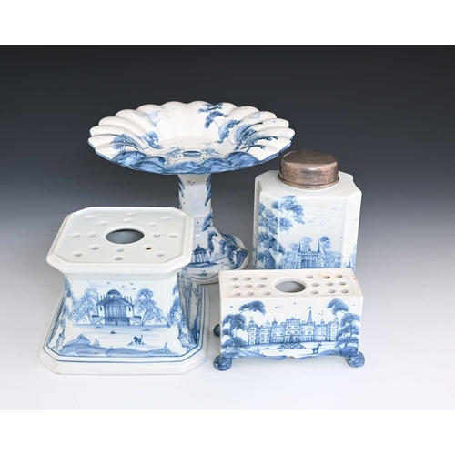 748 - Deborah Sears for Isis Ceramics, a group of blue and white Delft painted wares, including silver mou... 