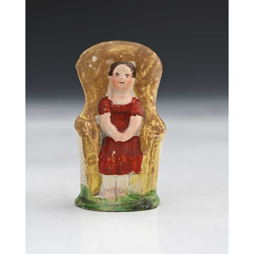 760 - Two Staffordshire pottery figures of children sitting in armchairs, circa 1820 (2)