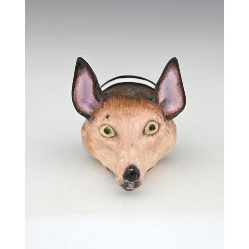 767 - A Staffordshire pearlware fox head stirrup cup, circa 1825