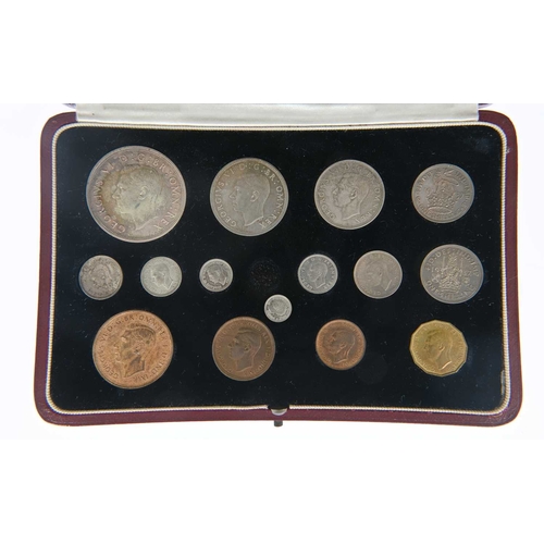 78 - George VI Coronation specimen fifteen coin set, 1937, silver crown to threepence, brass threepence t... 