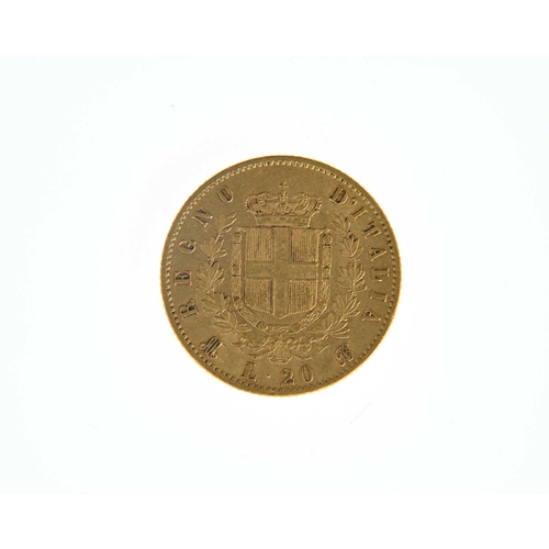 80 - Italy, Vittorio Emanuele, gold 20 Lira, 1873