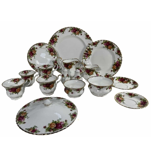 41 - Royal Albert, gilded 'Old Country Roses' pattern tea and dinner service, including cups, sugar bowls... 