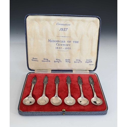 122 - A cased set of commemorative Coronation spoons, 