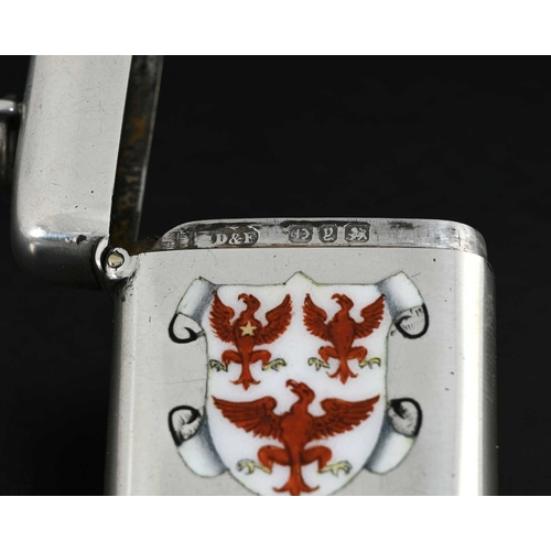 318 - Oxford University Interest. A Victorian silver and enamel vesta case, of rounded rectangular form, a... 