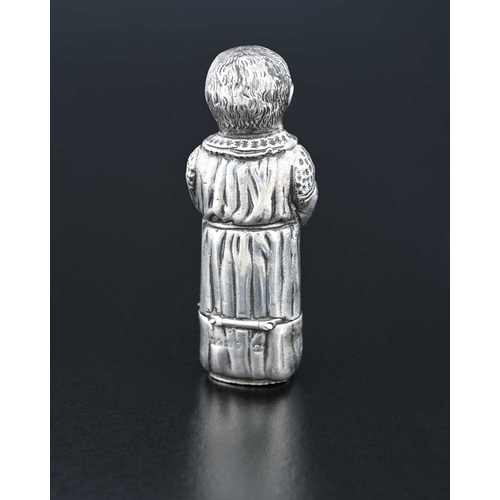 332 - A late Victorian silver novelty figural vesta case, modelled in the form of a baby or a child, the h... 