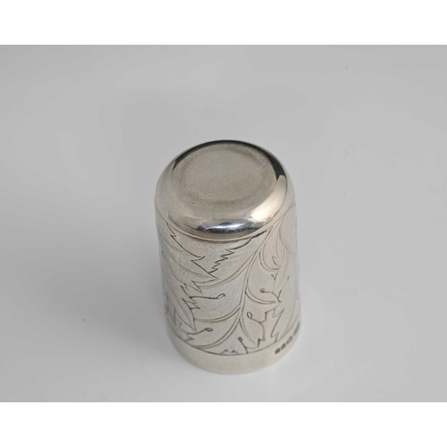 334 - Rod Kelly. An Elizabeth II silver beaker or tot cup, of cylindrical form with rounded base, raised b... 