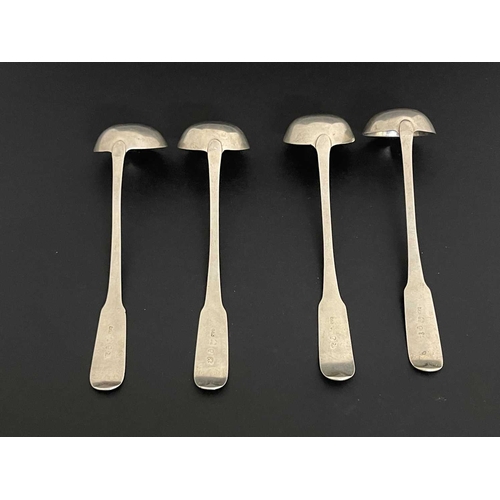 76 - A set of four nineteenth-century Scottish provincial silver toddy ladles, possibly James Robertson o... 