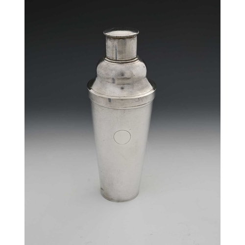 84 - China. A late nineteenth or early twentieth-century Chinese silver cocktail shaker, of tapered cylin... 