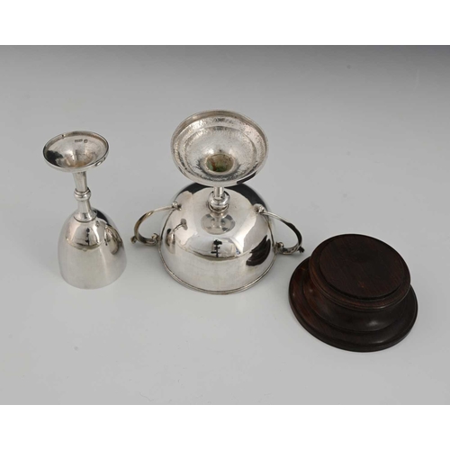 91 - China. Two twentieth-century Chinese silver trophy cups, including a two-handled cup atop a turned w... 