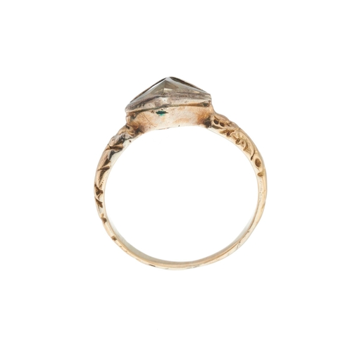 140 - An unusual Georgian gold and silver, lozenge-shape diamond single-stone ring, diamond measures appro... 