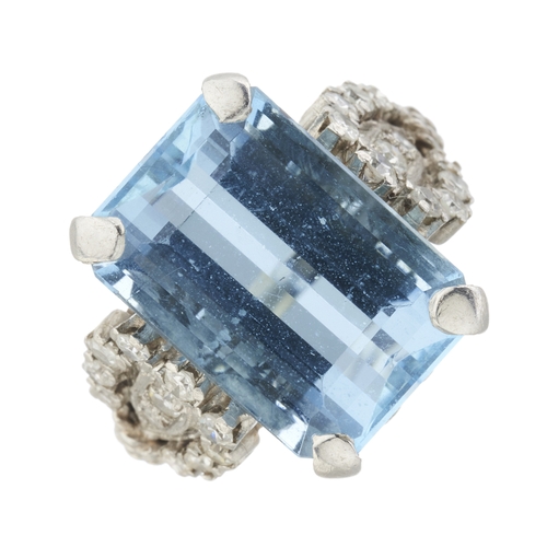 160 - An Art Deco aquamarine and single-cut diamond dress ring, aquamarine estimated weight 8ct, estimated... 