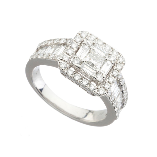 200 - An 18ct gold vari-cut diamond cluster dress ring, estimated total diamond weight 1.50ct, G-H colour,... 