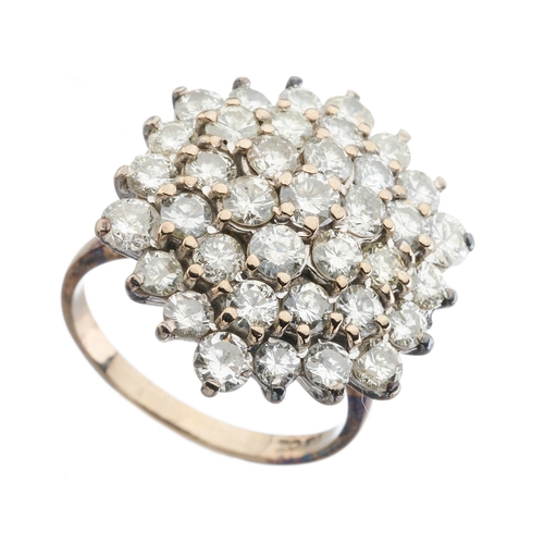 202 - An 18ct gold brilliant-cut diamond stepped cluster dress ring, estimated total diamond weight 3.25ct... 