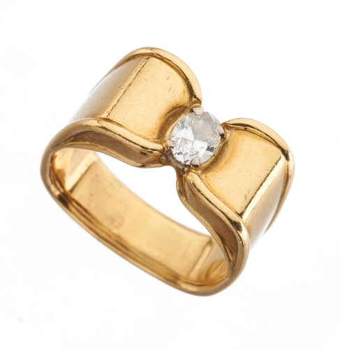 216 - An 18ct gold diamond single-stone band ring, diamond estimated weight 0.40ct, G-H colour, VS clarity... 