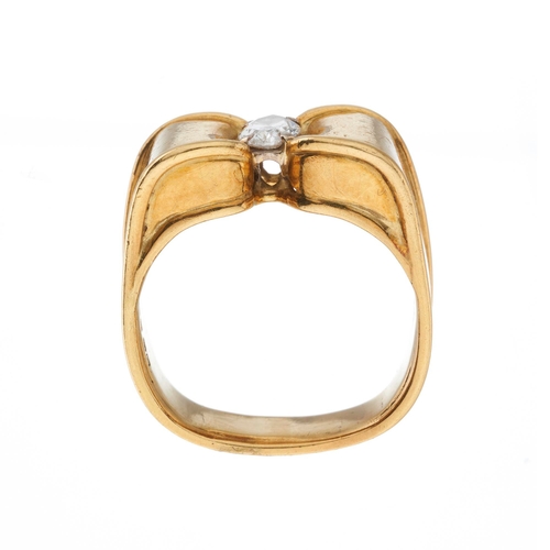 216 - An 18ct gold diamond single-stone band ring, diamond estimated weight 0.40ct, G-H colour, VS clarity... 