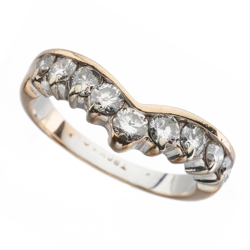 222 - A graduated brilliant-cut diamond wishbone ring, estimated total diamond weight 0.80ct, I-J colour, ... 