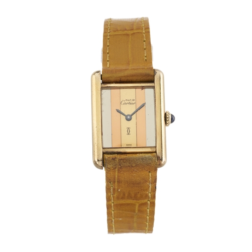 226 - Cartier, a silver-gilt Must De Cartier Tank wrist watch, case number 3 149927, French convention mar... 