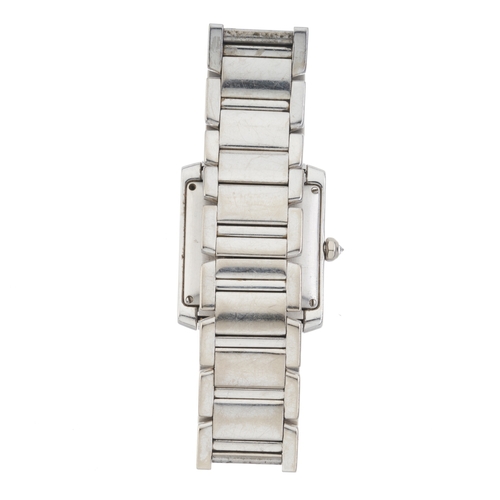 227 - Cartier, an 18ct gold diamond set Tank Francaise bracelet watch, reference 2366, serial MG341529, wi... 