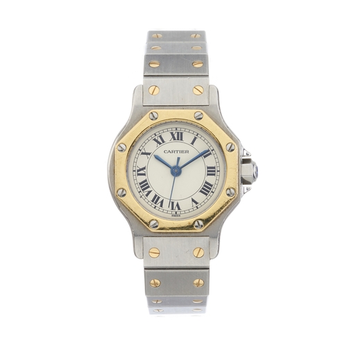 230 - Cartier, a bi-metal steel and gold Santos Octagon bracelet watch, signed self-winding movement, cali... 