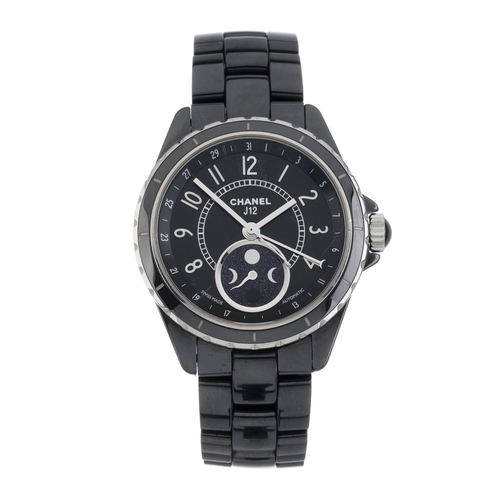 231 - Chanel, a ceramic and steel J12 Moon Phase bracelet watch, reference H3406, serial C.X.S. 62731, dia... 