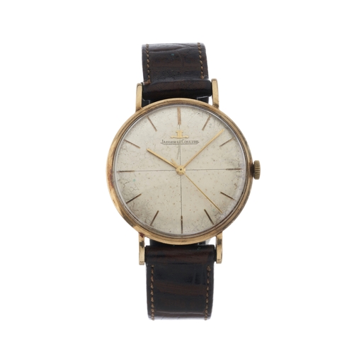 236 - Jaeger-LeCoultre, a 9ct gold wrist watch, hallmarks for London 1959, with De Trevars Ltd. sponsor's ... 