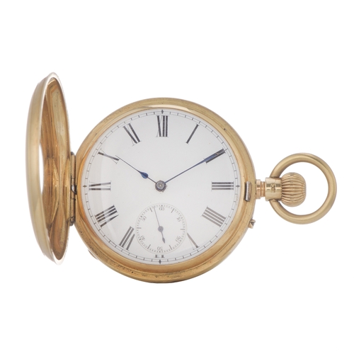 270 - E. Dobell, Hastings, an 18ct gold half hunter pocket watch, case number 76639, hallmarks for London ... 